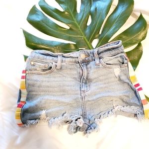 Ripped jean shorts.